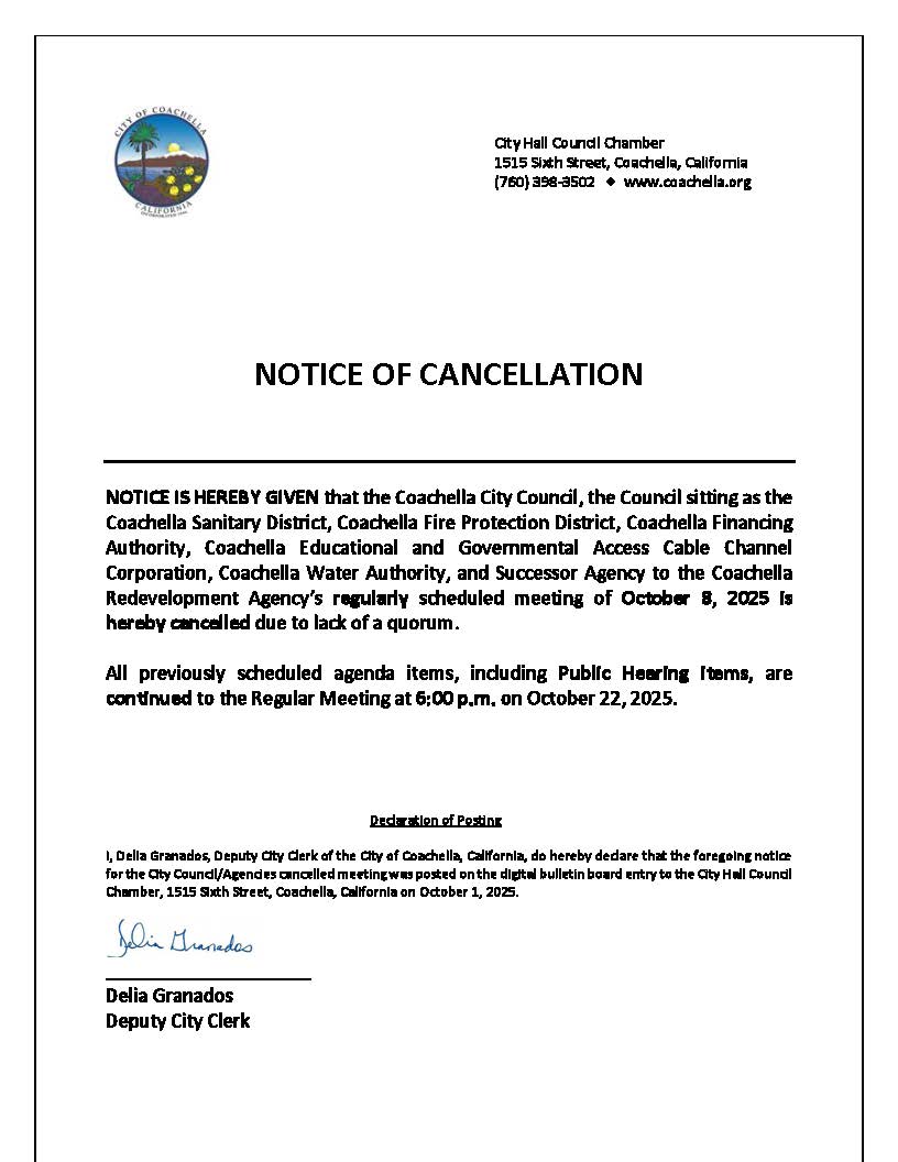 CANCELLED City Council Closed Session and Regular Meeting-October 8 2025 6.00 PM