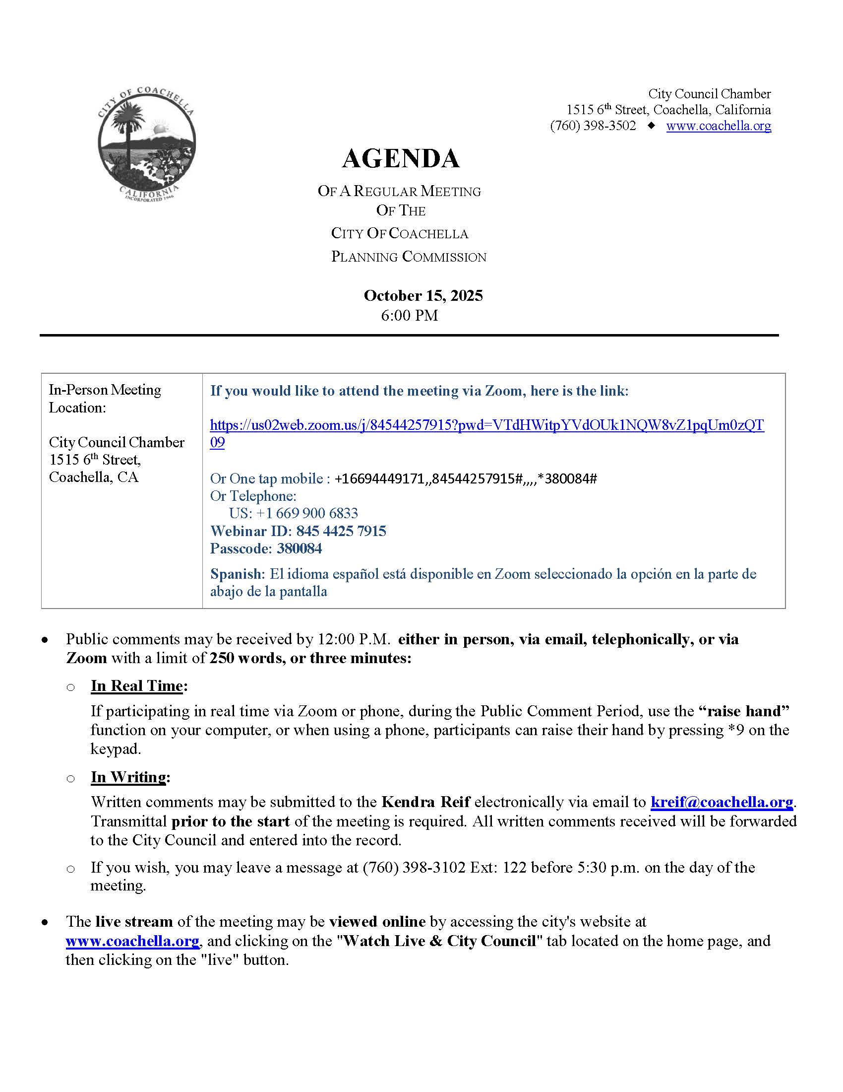 Agenda-Planning Commission Meeting-October 15, 2025 6.00 PM_Page_1