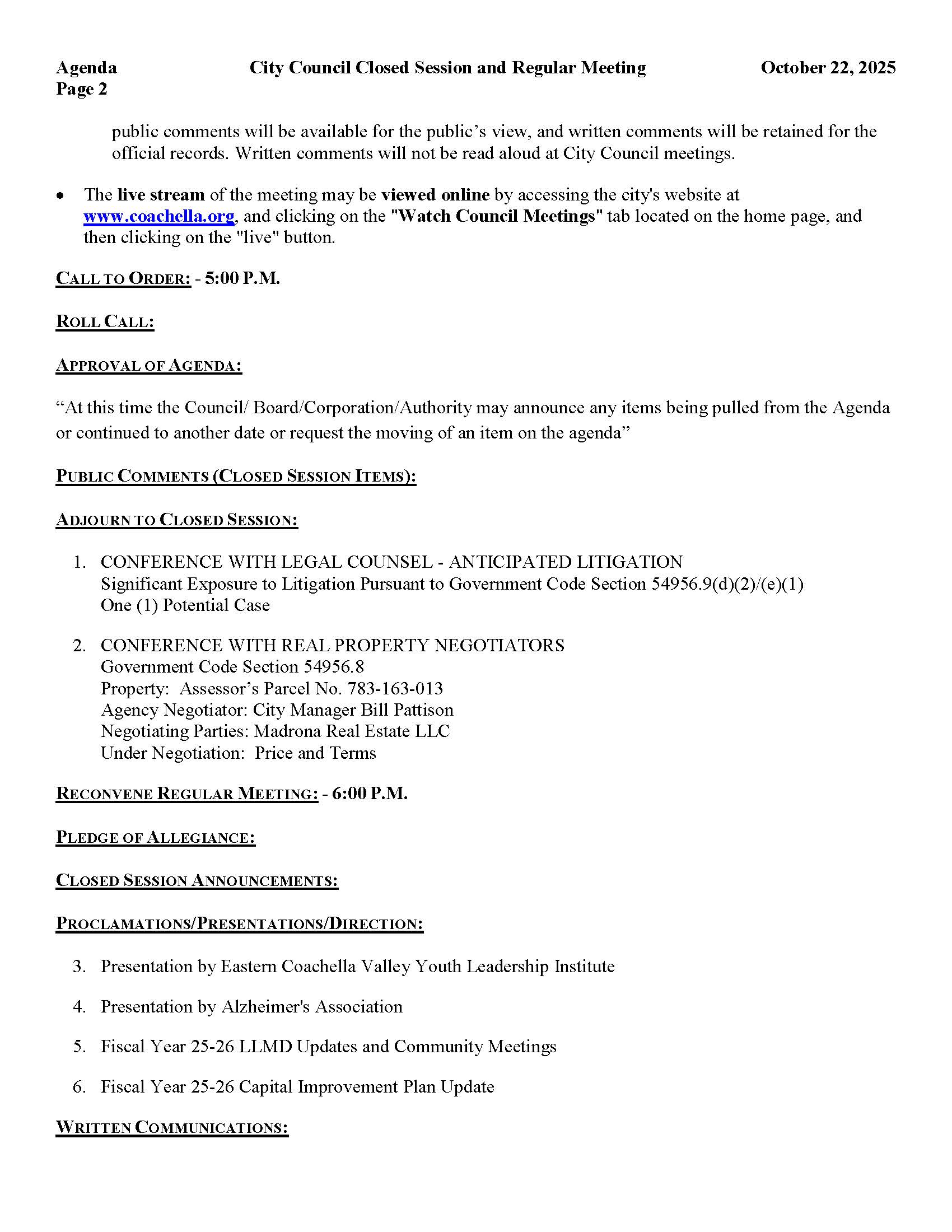 Agenda-City Council Closed Session and Regular Meeting-October 22 2025 6.00 PM_Page_2