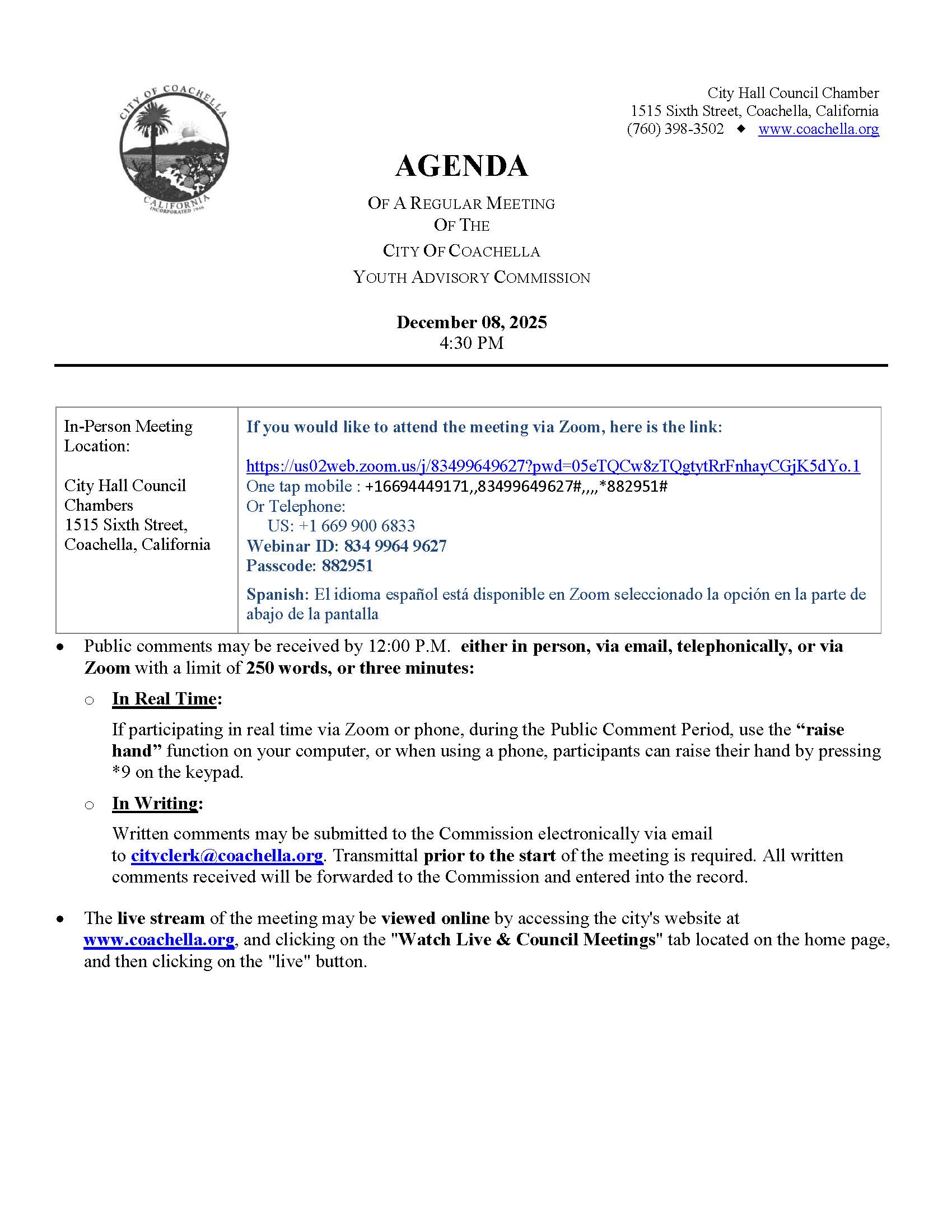 2025-12-08 Youth Advisory Commission Agenda_Page_1