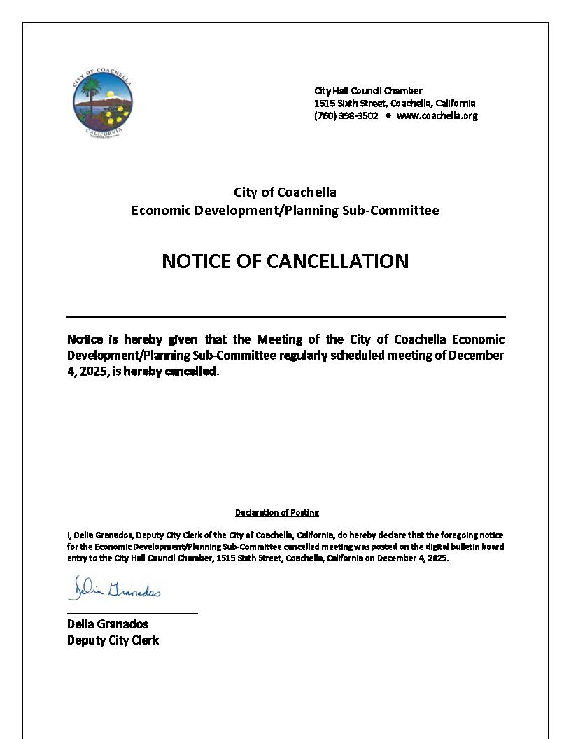 Agenda-CANCELLED Economic Development _ Planning Sub-Committee-December 4 2025 5.00 PM